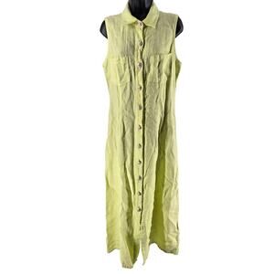 VTG 90s Monique Fashions 100% European Linen Shirt Dress Maxi Lagenlook Luxury